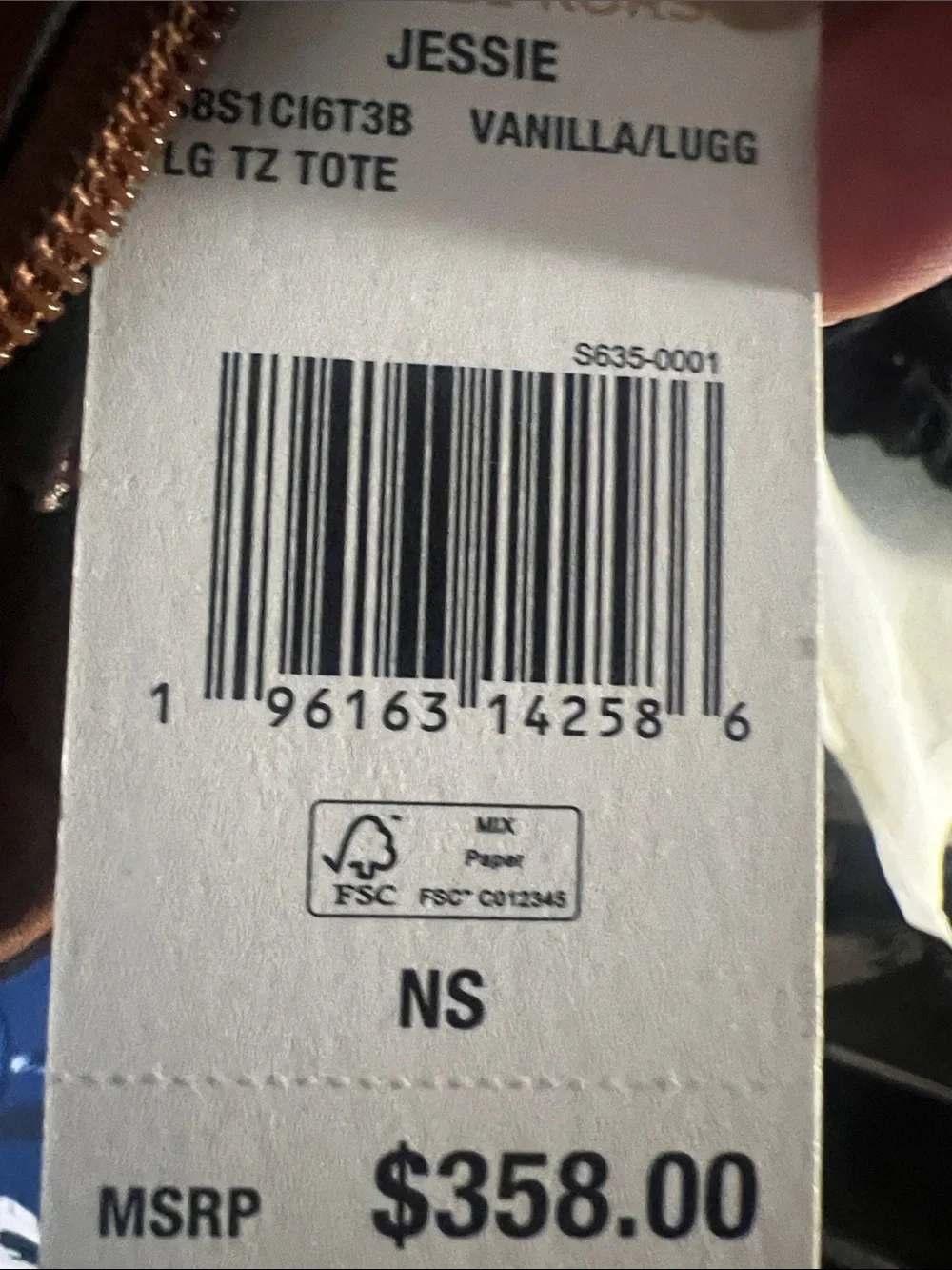 Michael Kors Vanilla Signature Logo Tote with Brown Trim